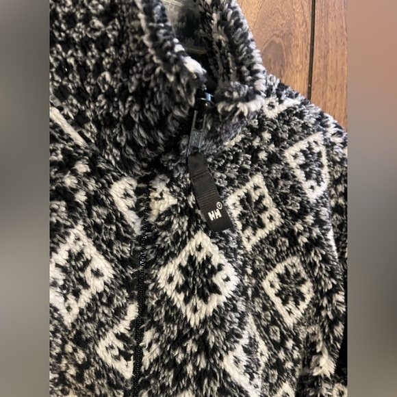 Vintage Helly Hansen Black & White Snowflake Fleece W/zip Closure Jacket Sz S - Picture 4 of 10